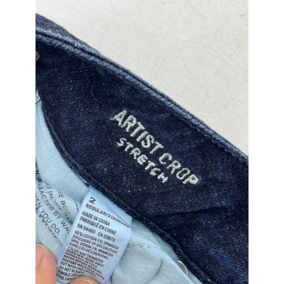 American Eagle Artist Crop Stretch Low Rise Dark Wash Jeans Size 2 Reg - Picture 7 of 12